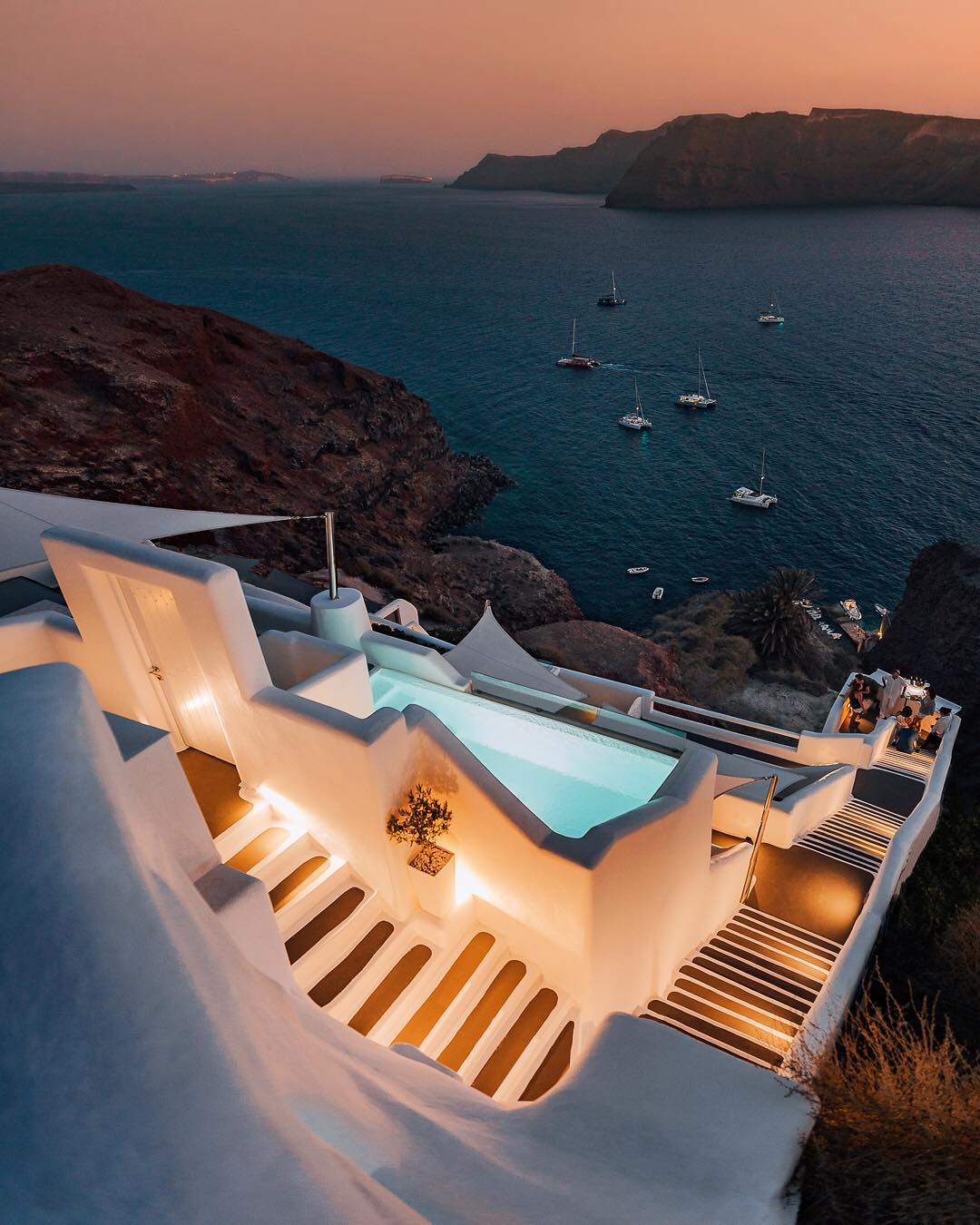 Chromata hotel steps in Santorini