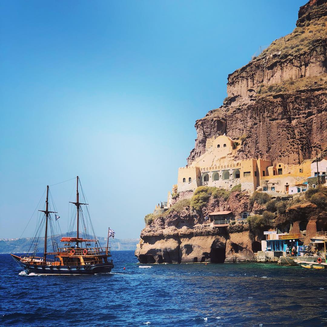 Santorini Old Port Sailboat