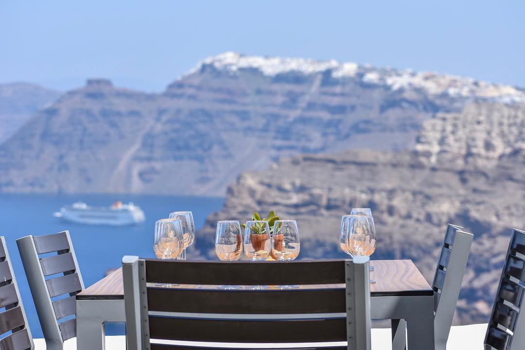Venetsanos Winery overlooking the water in Santorini