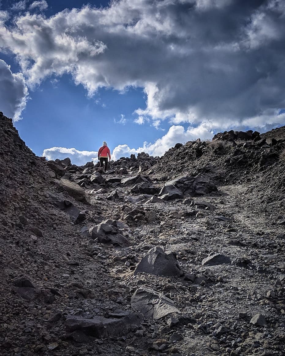 Hiking up the volcano in Santorini